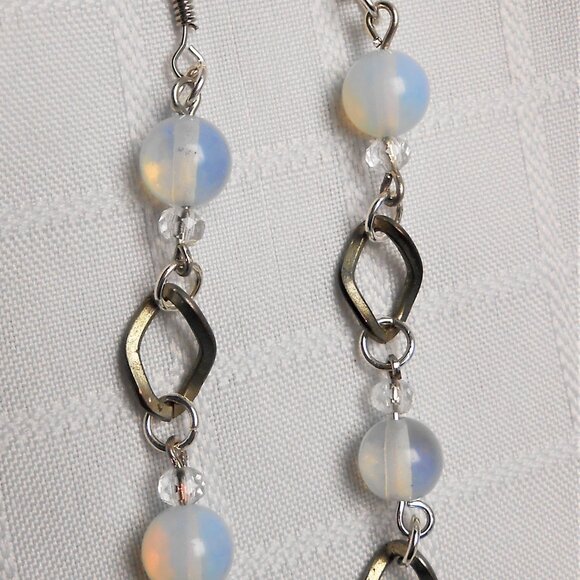 No.995 Handmade necklace & earrings with polished stones & antique silver rings - Picture 3 of 4